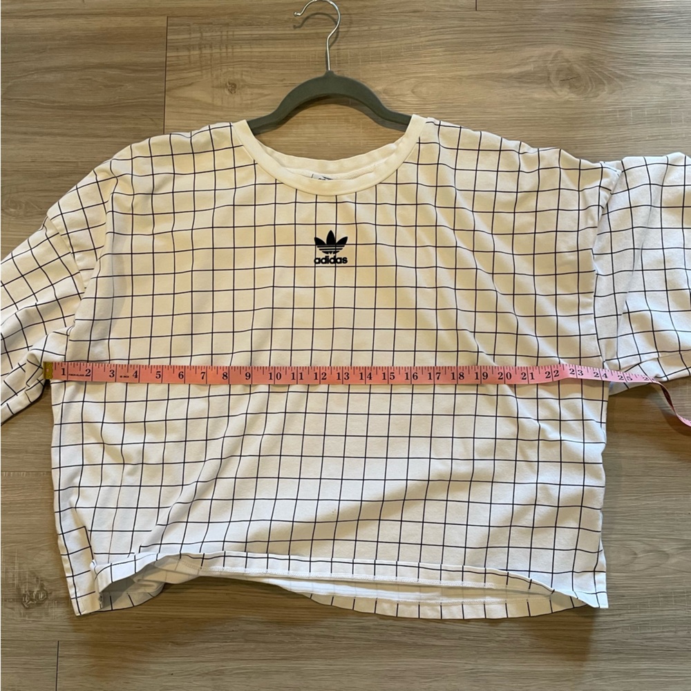 SOLD Adidas Originals white/black grid oversized drop shoulders t-shirt large - Picture 8 of 9